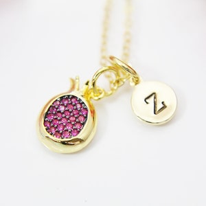 Pomegranate Necklace, Cubic Zirconia, Christmas Gift, Mentor Gift, Appreciation Gift, Thank You Gift, Secret Santa, Personalized,  N3799