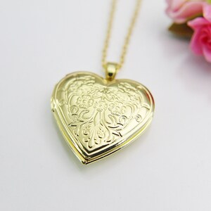 Best Valentine's Day Gift for Girlfriend from Boyfriend, Gold Heart Flower Locket Necklace, Birthday Gift, N4219