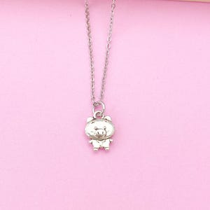 Silver Cute Pig Charm Necklace, N23