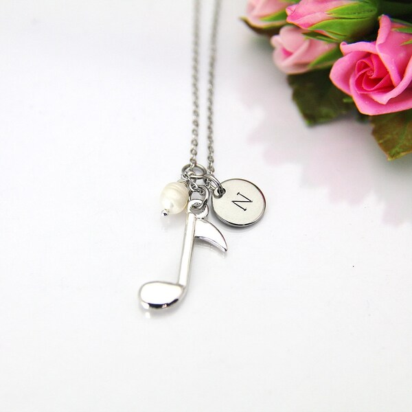 Music Gift, Orchestras Necklace, Musician Gift, Music Teacher Gift, Music Melody Charm, Silver Music Note Charm, Personalized Gift, N35