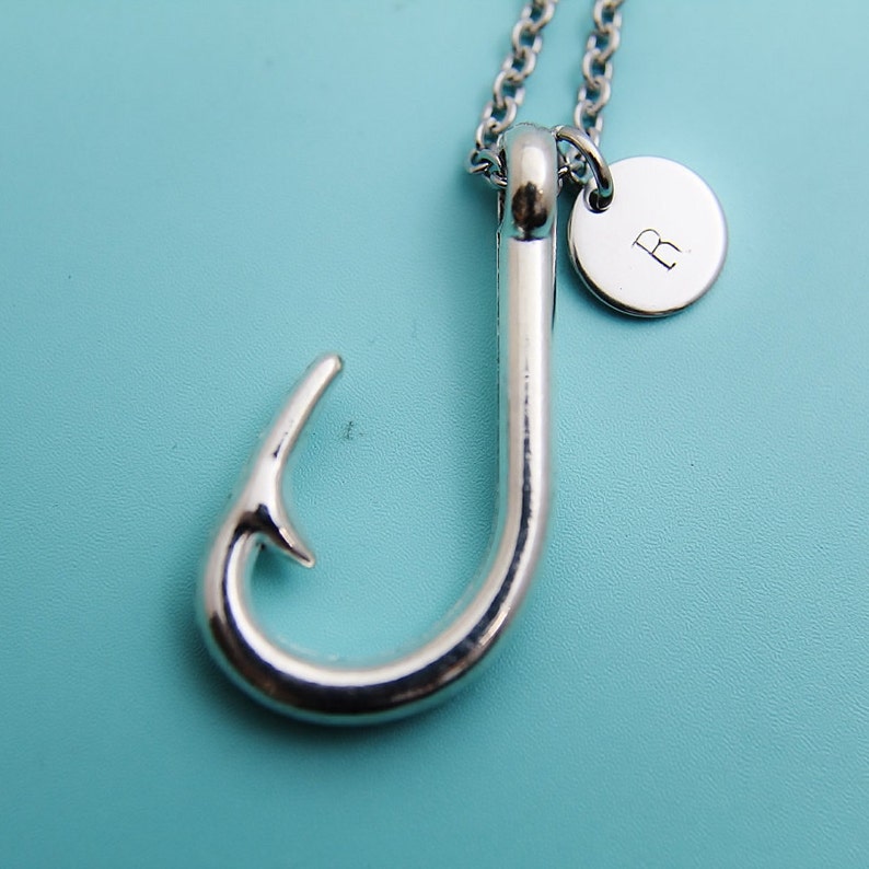 Fish Hook Necklace Silver Fishhook Image 0