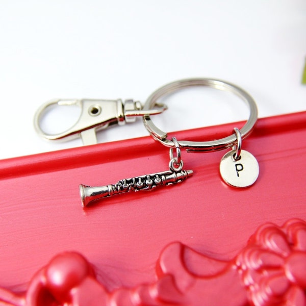 Clarinet Keychain, Silver Clarinet Charm, Music Charm, Marching Band Gifts, Personalized Gift, N1380A