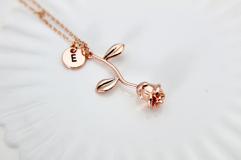 Rose Gold Rose Necklace, Mother's Day Gift, Garden Gifts, Girlfriend Gift, image 9