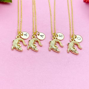 Gold Alligator Necklace, Crocodile Necklace, Personalized Customized Jewelry, N5400B