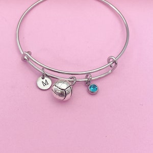 Silver Volleyball Charm Bracelet Coach Volleyball Team Gifts Ideas Personalized Customized Made to Order, N455