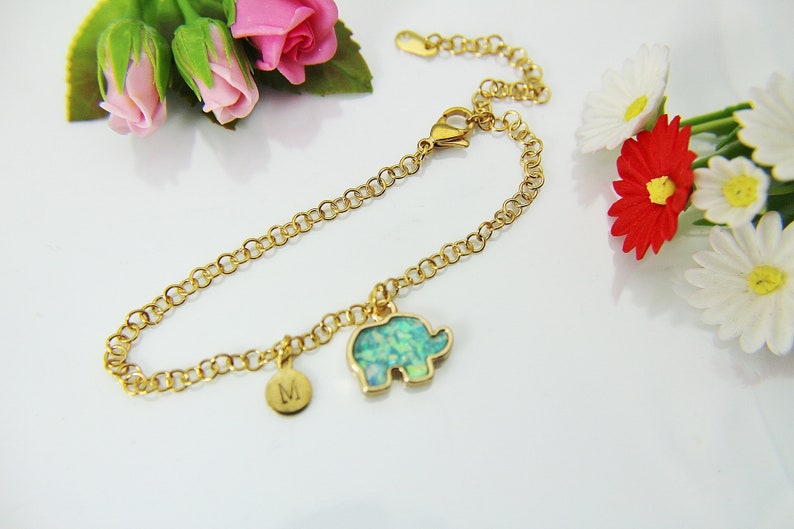 Gold Elephant Charm Bracelet Elephant Charm Animal Charm Etsy