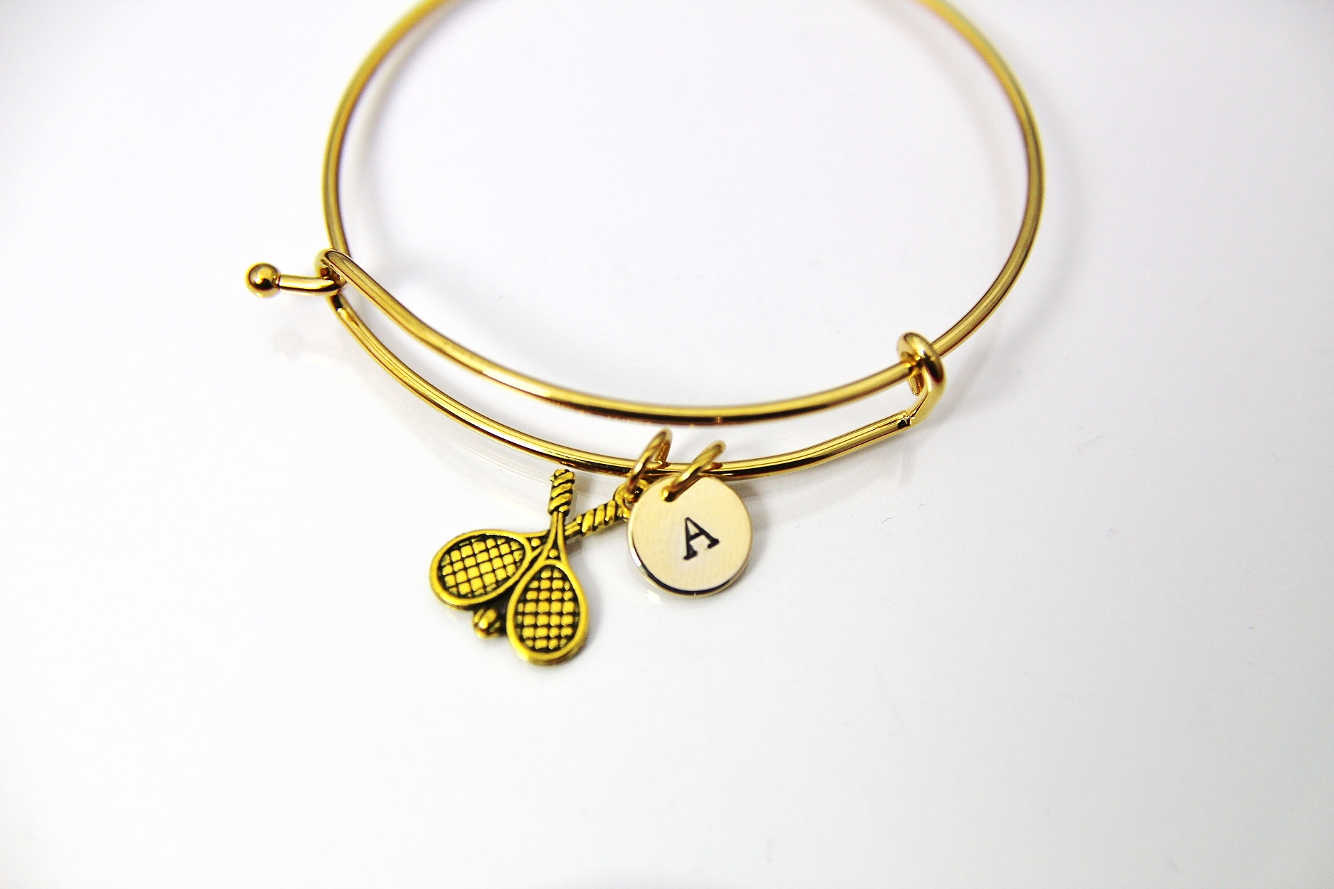 Gold Tennis Racquet Charm Bracelet Tennis Racquet Charm Etsy