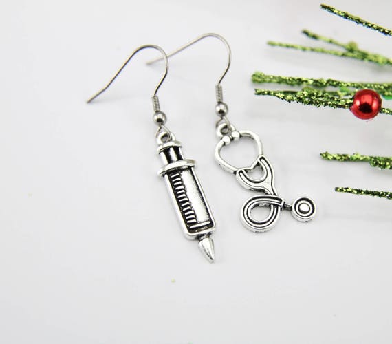 Stethoscope Earrings Syringe Earrings Doctor Gift Nurse Gift