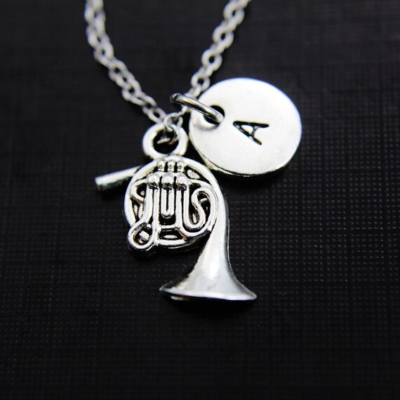 Blue french shop horn necklace