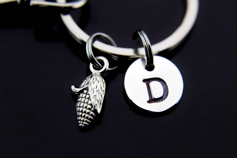 Gardening Gift Corn Cob Keychain Gardener Gift Gardener Jewelry Gardening Jewelry Spring Jewelry Summer Gift Personalized Initial Keychain