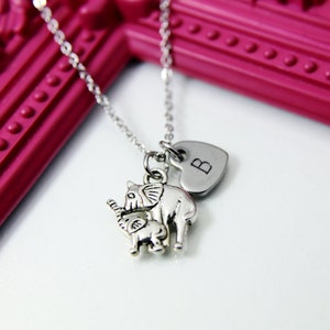 Mother Daughter Gifts, Mother and Baby Elephant Necklace, Personalized Gift, N1311G image 1