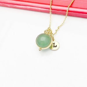 Green Aventurine Necklace, Natural Gemstone Jewelry, Personalized Gift, N4608