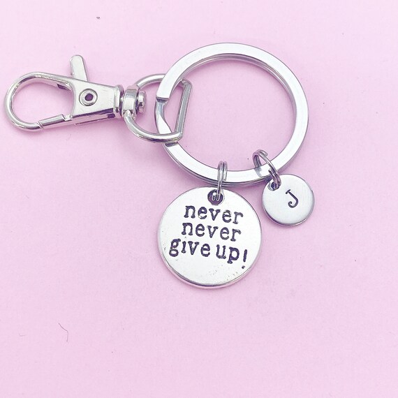 Silver Never Give up Keychain, N1392 - Etsy