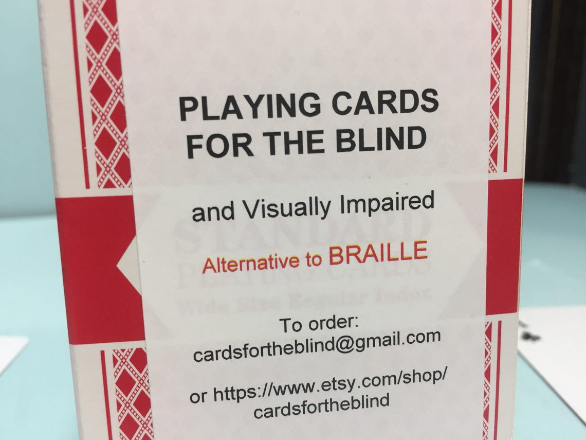 Non Braille Playing Cards for the Blind and Visually Impaired