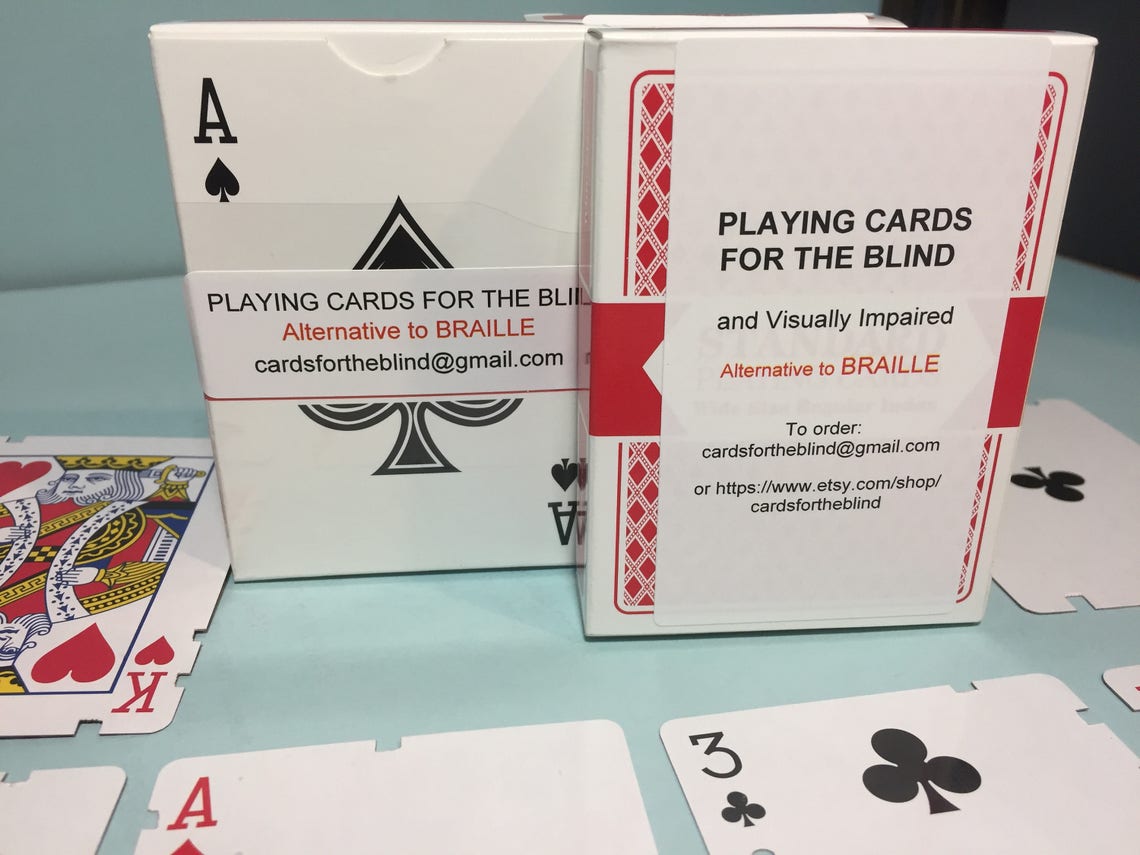 Non Braille Playing Cards for the Blind and Visually Impaired