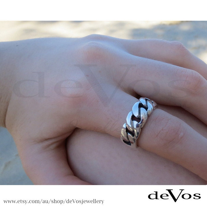 Medium Chain Link Ring | Etsy