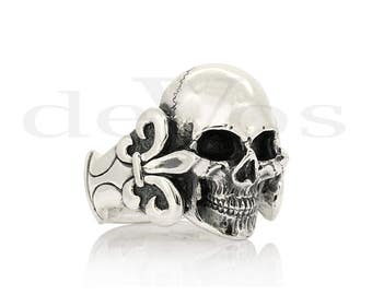 Skull Ring - Fleur de Lis Full Skull Ring