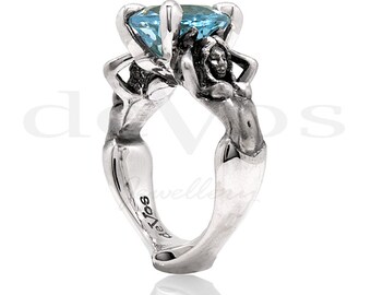 Blue Topaz "The Mermaids" Ring
