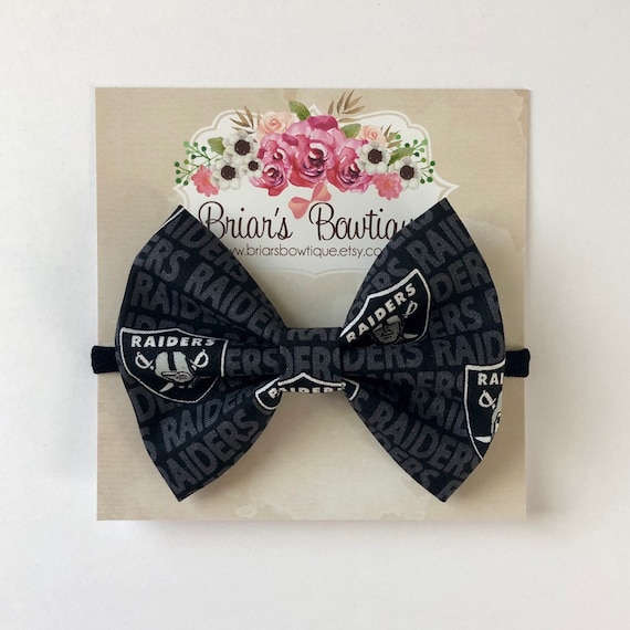 or adult sized headband bow Oakland Raiders elastic infant toddler