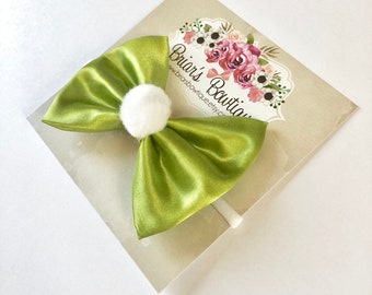 Tinkerbell Bow: Green Shimmer Fairy Hair Clip or Headband
