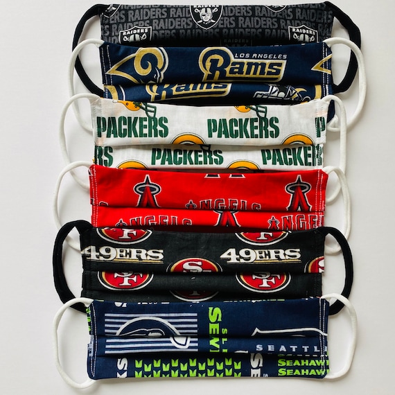 Fabric face mask; Sports team face masks; Yankees; Raiders; Cowboys; Dodgers; Eagles; 49ers; Seahawks; adult face mask; child face mask