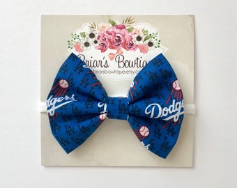 Los Angeles Dodgers Bow: Baseball Fabric Hair Clip or Headband
