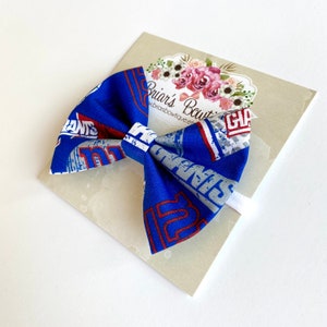 NY Giants Fabric Bow: Baby Headband or Hair Clip