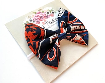Lazo de los Chicago Bears: pinza para el pelo o diadema de tela con motivos de fútbol americano