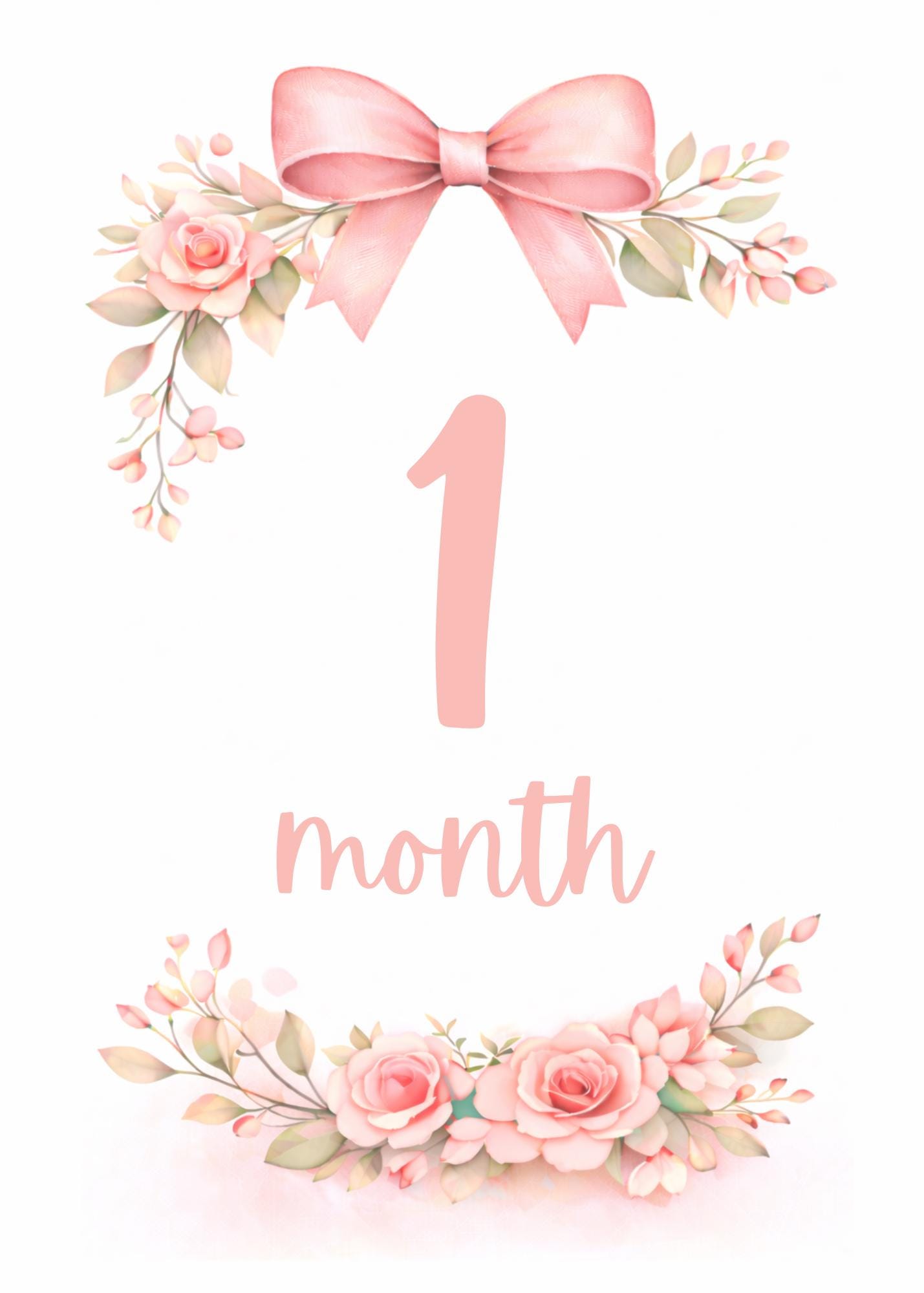 Pink Floral Baby Girl Milestone Cards, Monthly Photo Prop (digital ...