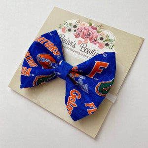 Florida Gators bow headband or hair clip; College team bow; Gators fabric bow on white nylon headband or clip; Team bow; baby, toddler