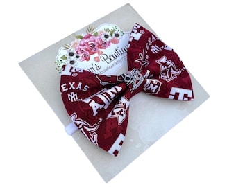 Texas A&M Aggies Fabric Bow: College Team Headband or Hair Clip
