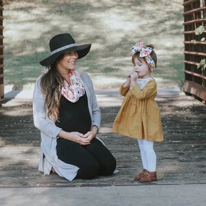 Big bow headband Floral print headband mustard yellow pink bow floral bow headband baby headband baby headwrap baby, toddler, girl image 5