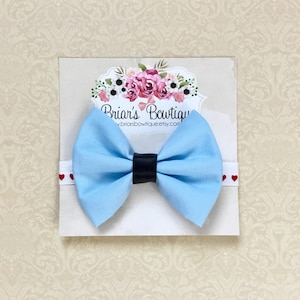 Alice in Wonderland headband; Alice blue fabric bow headband; Disneyland headband; Alice baby costume; Disney princess; baby, toddler, girl