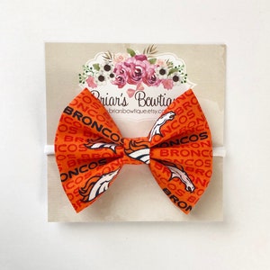 Denver Broncos Bow: Fabric Hair Clip or Nylon Headband