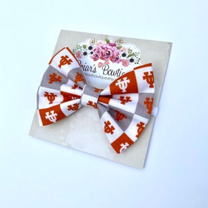Texas Longhorns Bow: College Team Fabric Hair Clip or Headband