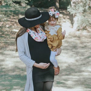 Big bow headband Floral print headband mustard yellow pink bow floral bow headband baby headband baby headwrap baby, toddler, girl image 7