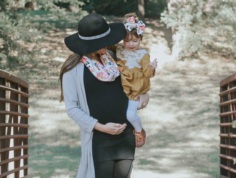 Big bow headband Floral print headband mustard yellow pink bow floral bow headband baby headband baby headwrap baby, toddler, girl image 7