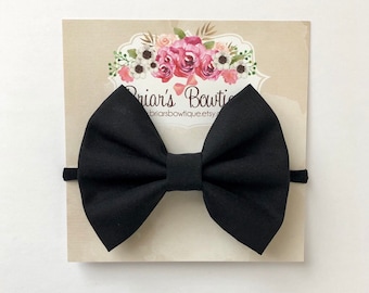 Black Bow Headband or Hair Clip: Baby, Toddler, Girl