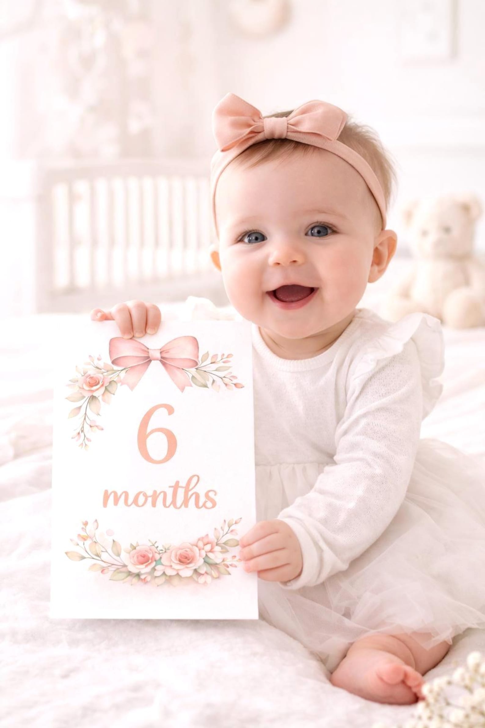 Pink Floral Baby Girl Milestone Cards, Monthly Photo Prop (digital ...