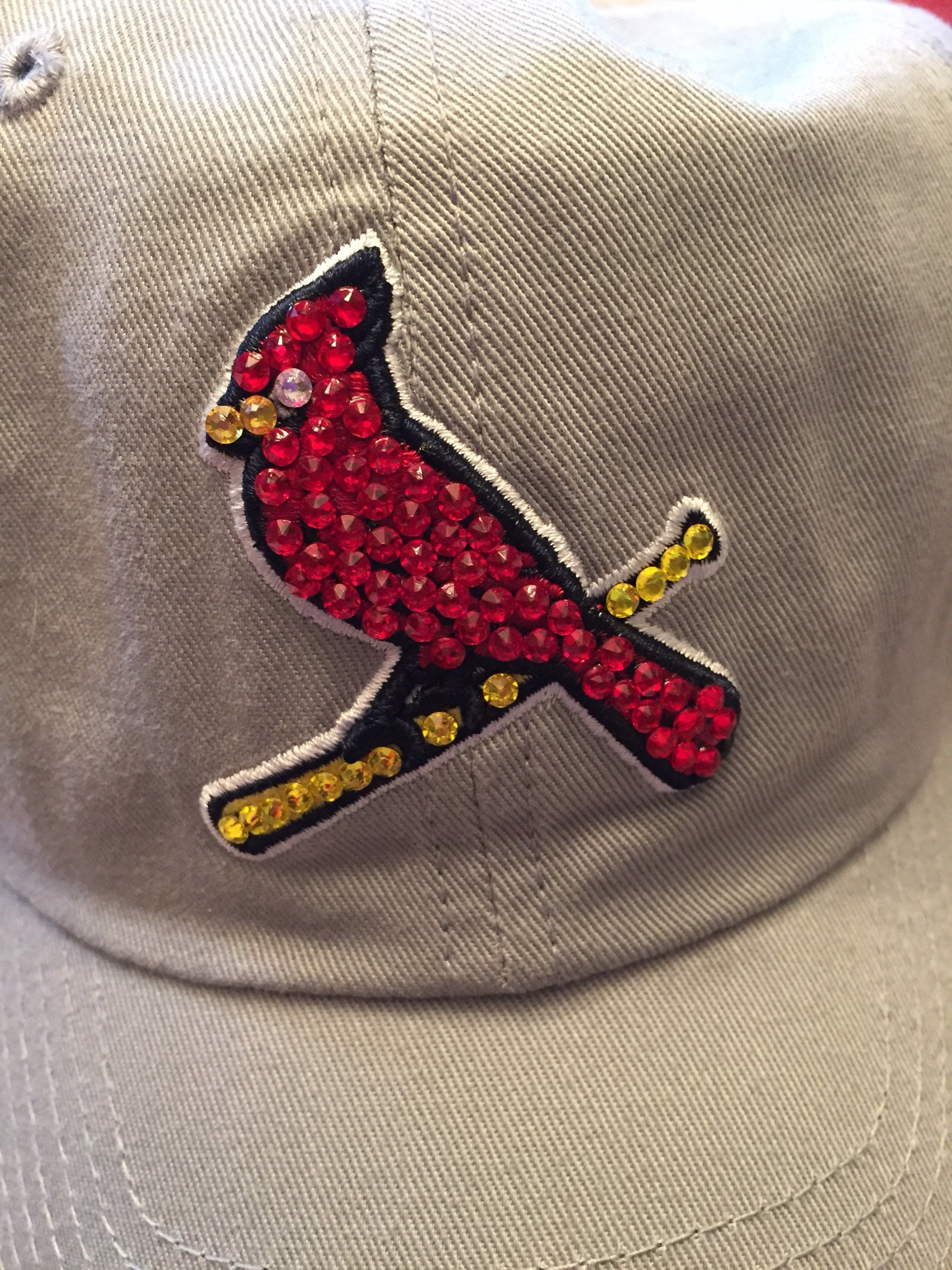 Blinged Grey Camo St Louis Cardinals Bird on a Bat Hat Hand 