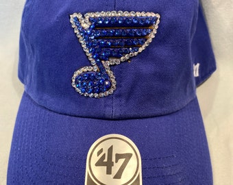 Blinged Navy St Louis Blues Blue Note Ladies Hat Hand 