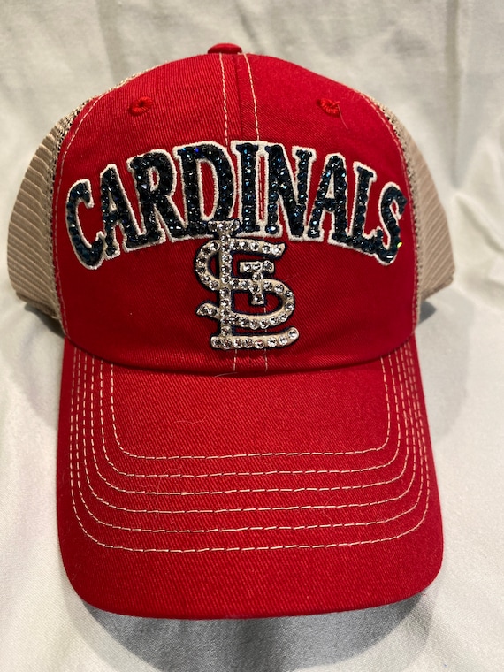 Blinged Red Trucker Style St. Louis Cardinals STL Ladies Hat 