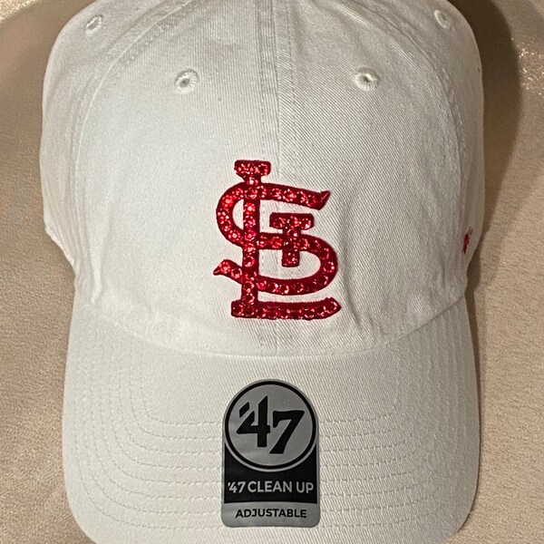 Blinged White St. Louis Cardinals STL Ladies Hat, Hand Embellished with Crystals, Blinged hat, STL hat, Cardinals hat