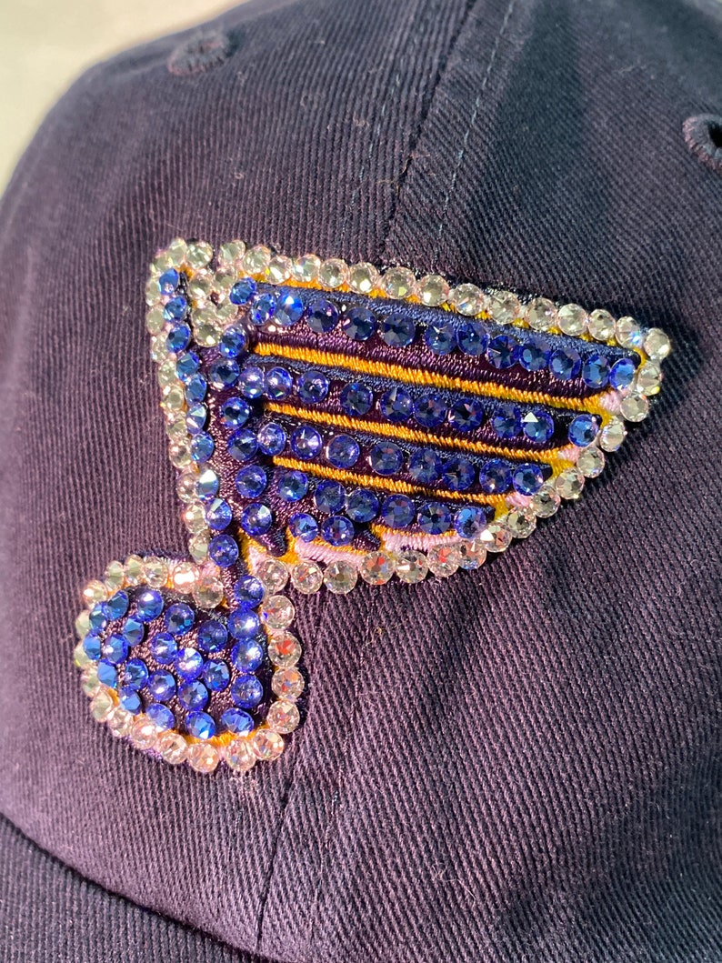 Blinged Navy St Louis Blues Blue Note Ladies Hat, Hand Embellished with Crystals, Blinged hat, Blue Note hat, Blues hat image 2