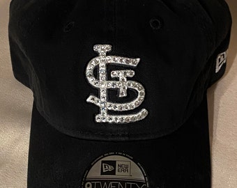 Blinged Black St Louis Cardinals STL Ladies Baseball Hat, Hand Embellished with Authentic  Austrian Crystals, Blinged hats, Cardinals hats