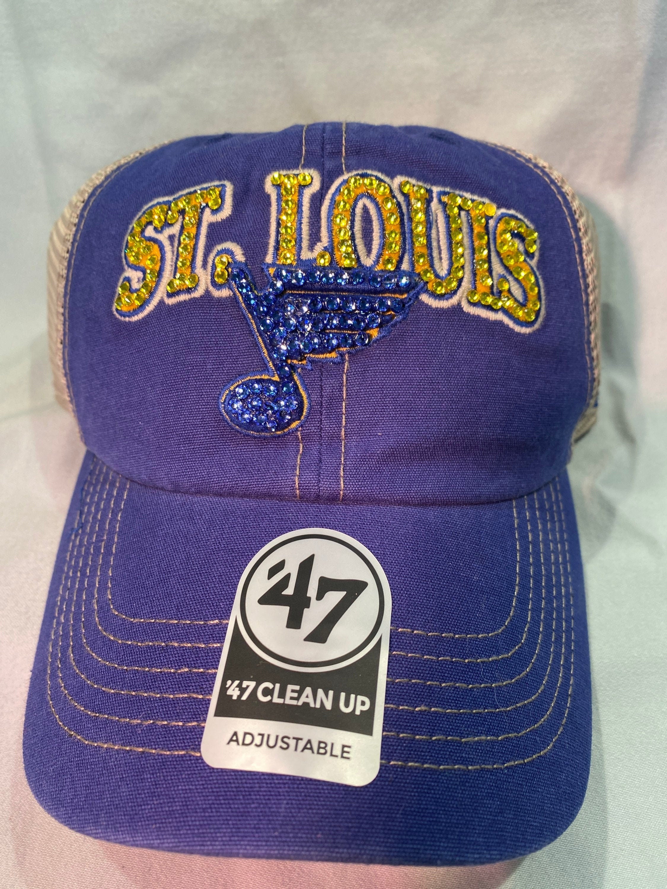 Blinged Navy Blue St Louis Cardinals STL Hat Hand Embellished 