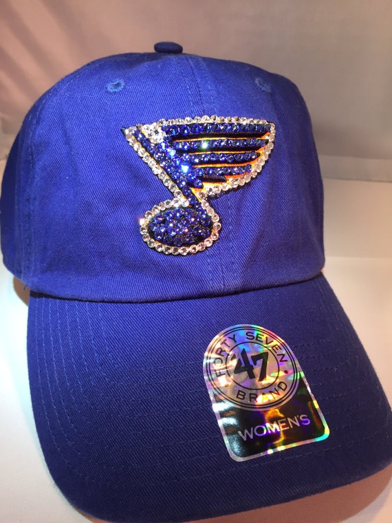 Blinged Navy St Louis Blues Blue Note Ladies Hat Hand 