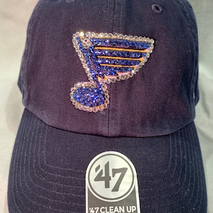 Blinged Navy St Louis Blues Blue Note Ladies Hat, Hand Embellished with Crystals, Blinged hat, Blue Note hat, Blues hat image 1