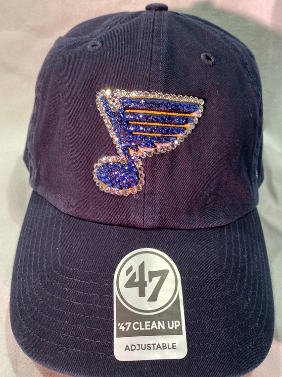 Blinged Navy St Louis Blues Blue Note Ladies Hat Hand 