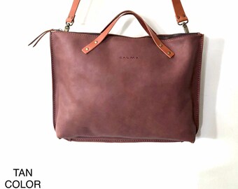 Laptop bag women and men bag  vegetal tanned straps. available in 5 colors ! Mile